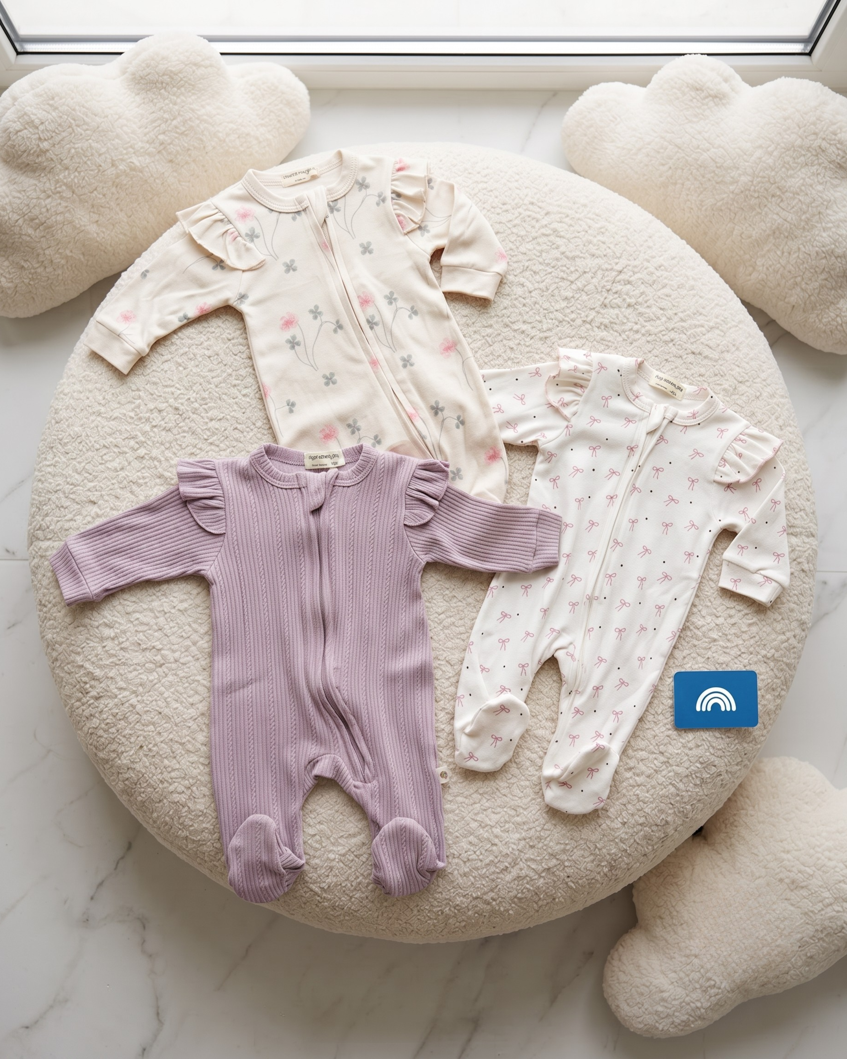 Pack Trio de Grenouillères Bébé Fille 100% Coton