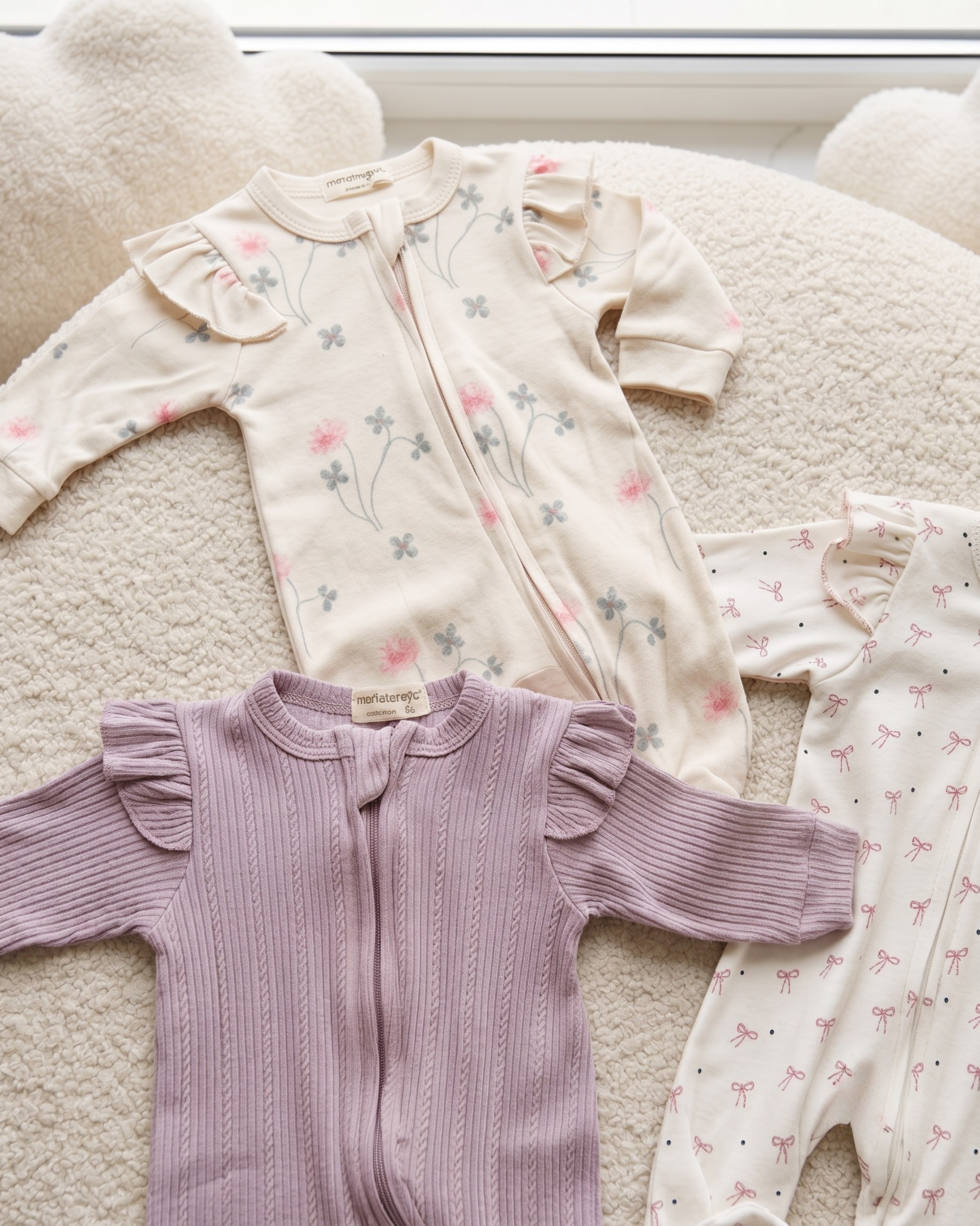 Pack Trio de Grenouillères Bébé Fille 100% Coton