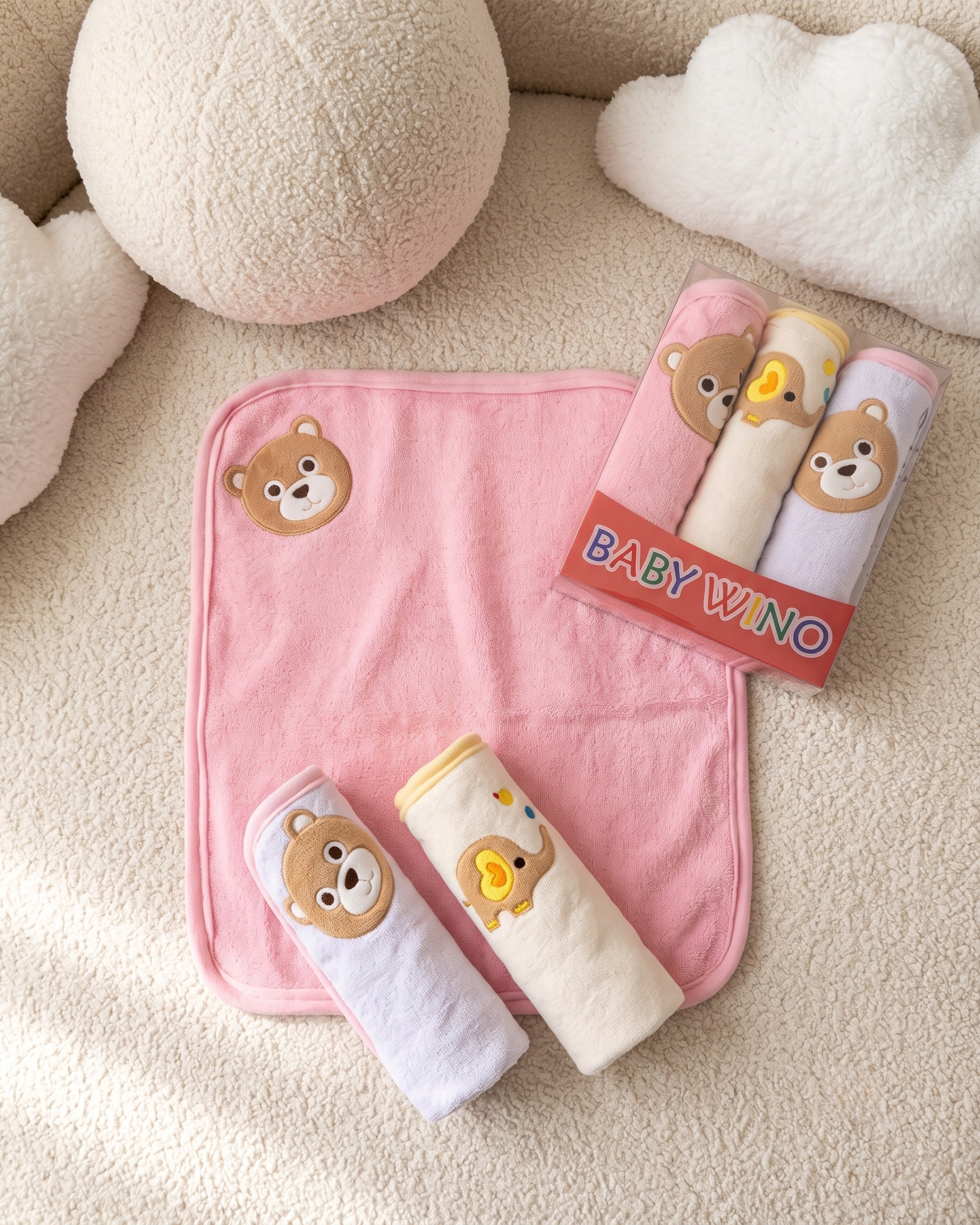 Pack 3 Lingettes de Bain Bébé Ultra Douces
