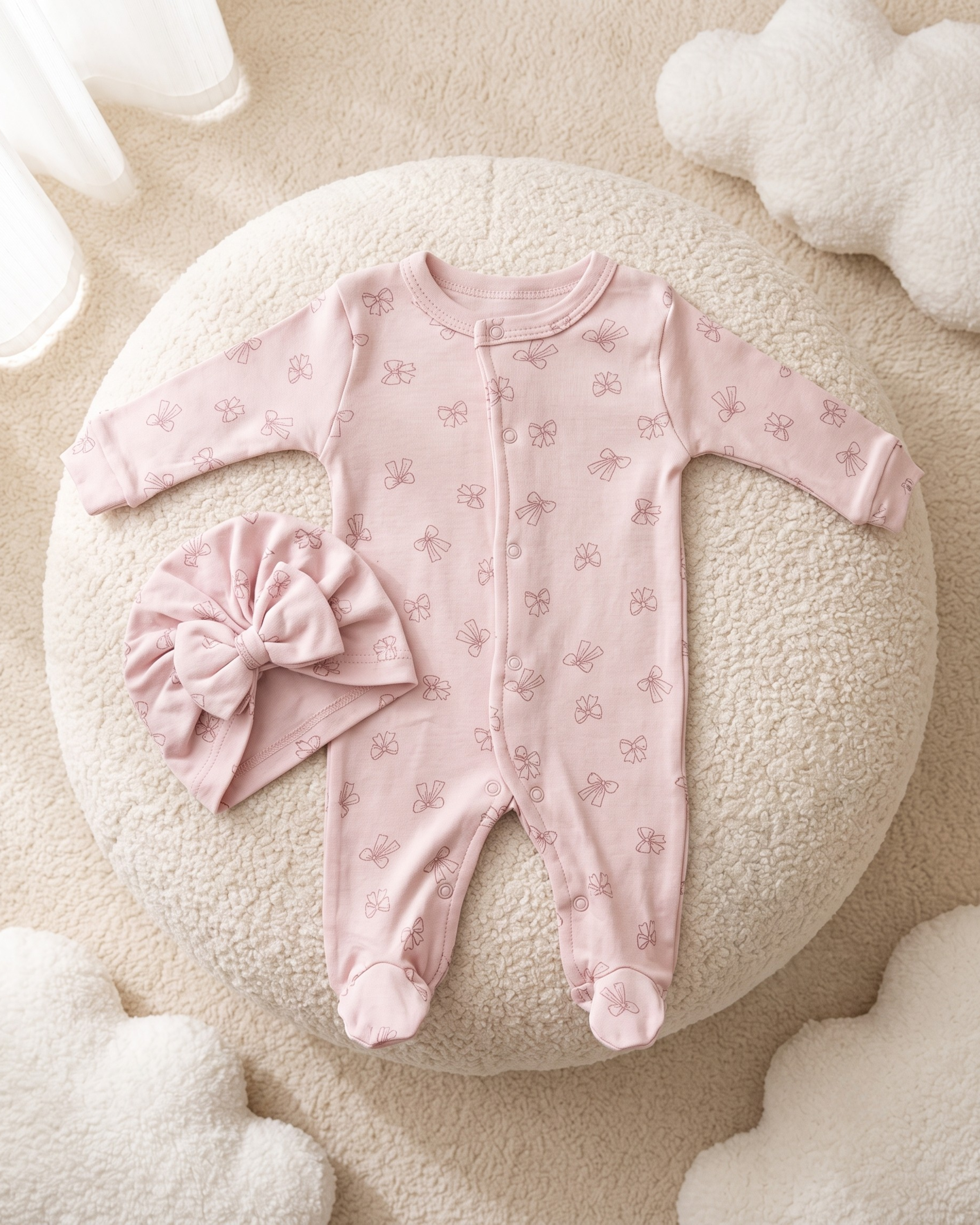 Pack de 5 Grenouillères Bébé Fille avec Bandeaux Assortis – 100% Coton