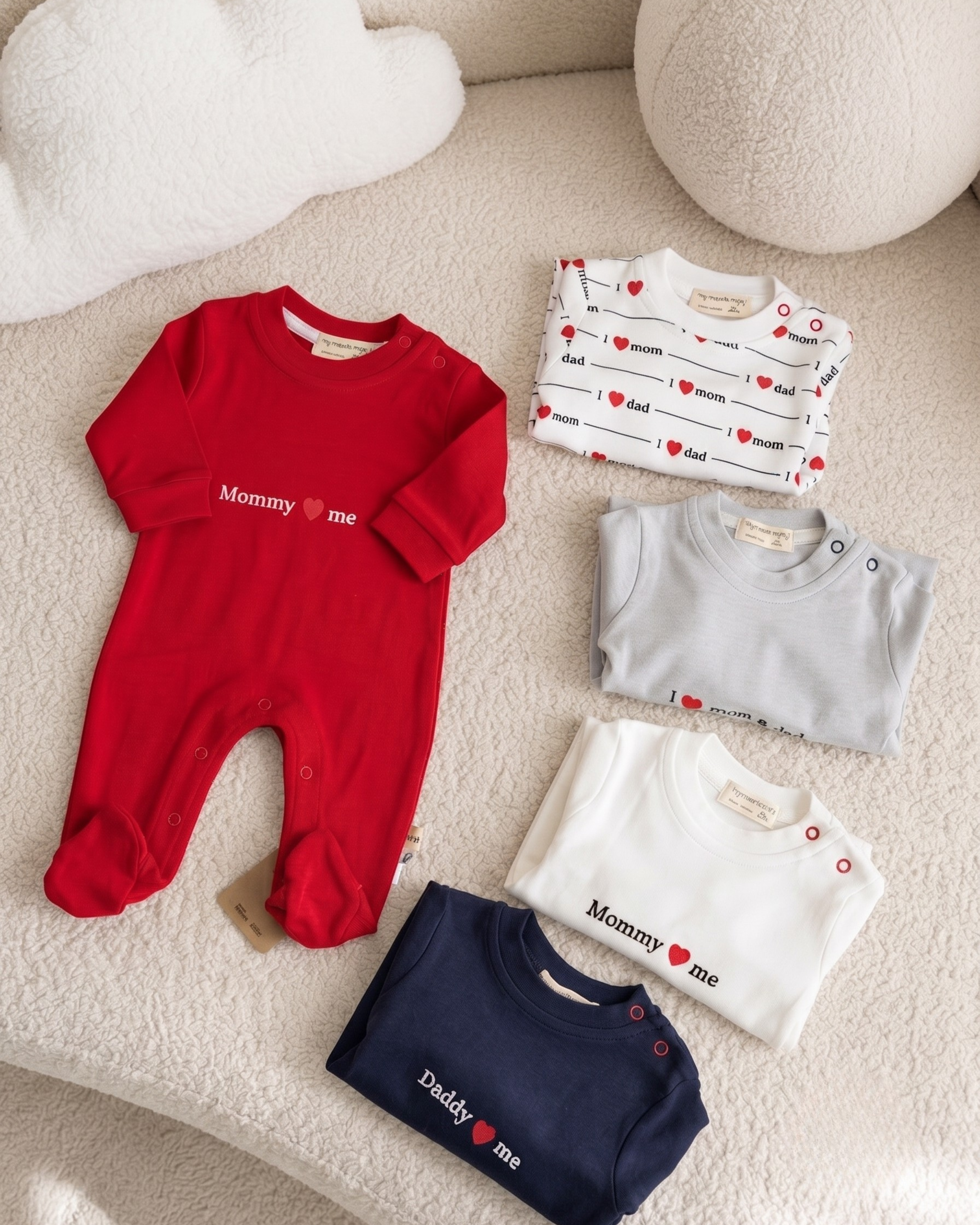 Pack 5 Grenouillère Bébé "Mommy &amp; Daddy" 100% Coton