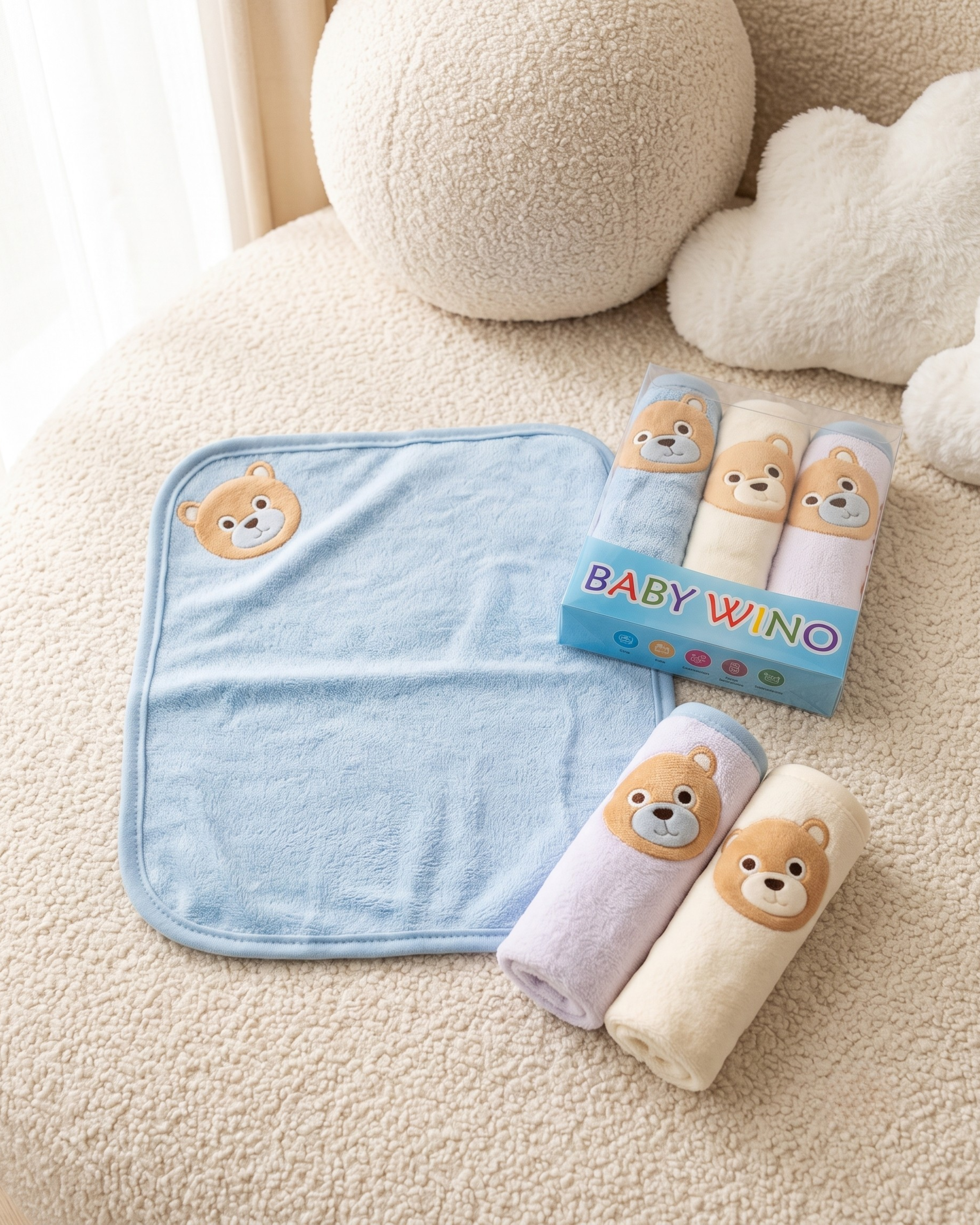 Pack 3 Lingettes de Bain Bébé Ultra Douces
