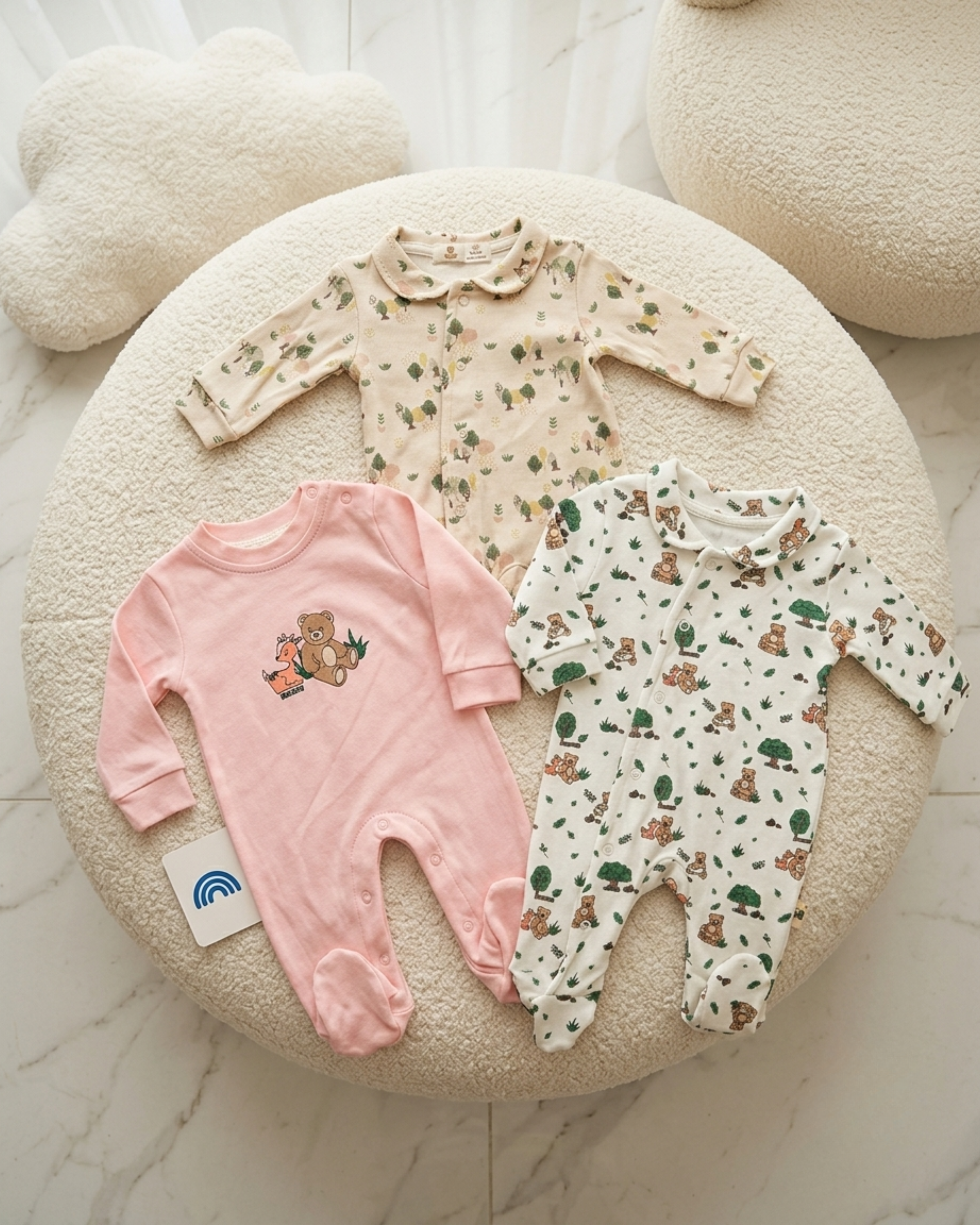 Pack Trio de 3 Grenouillères Bébé 100% Coton