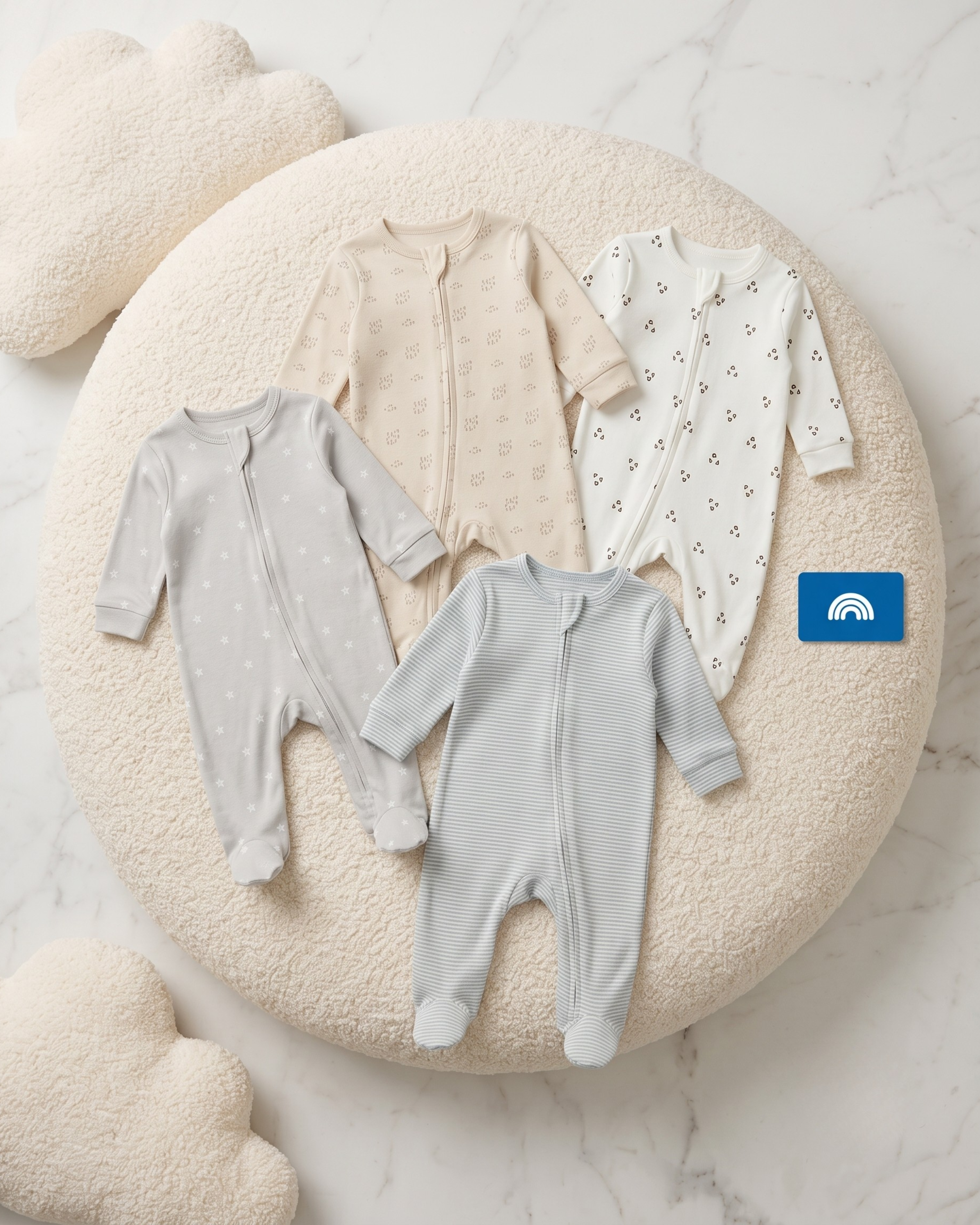 Pack 4 Grenouillères Bébé Garçon – 100% Coton – 0 à 3 Mois