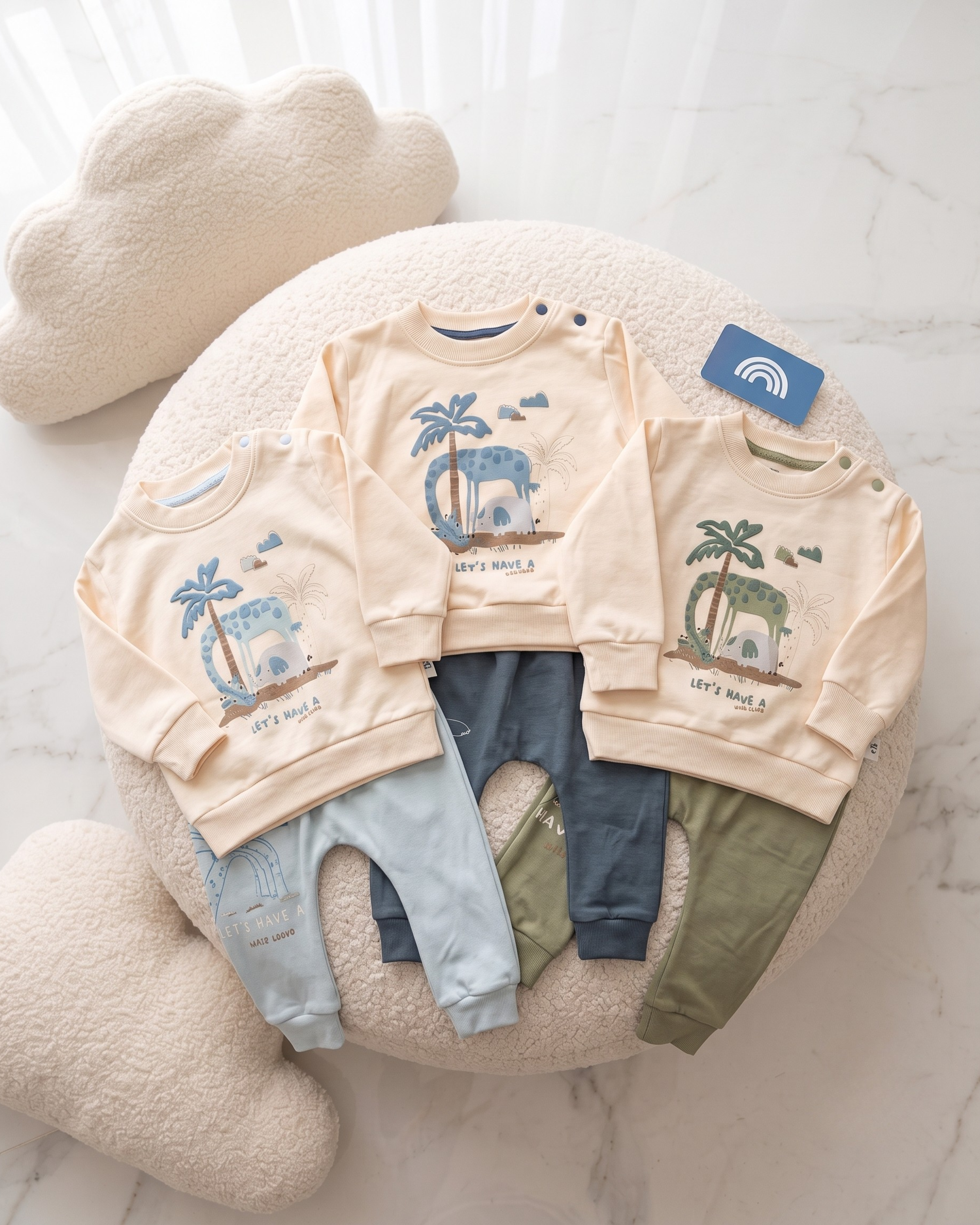 Ensembles Bébé 2 Pièces – Sweat & Pantalon – 100% Coton – 6 à 18 Mois