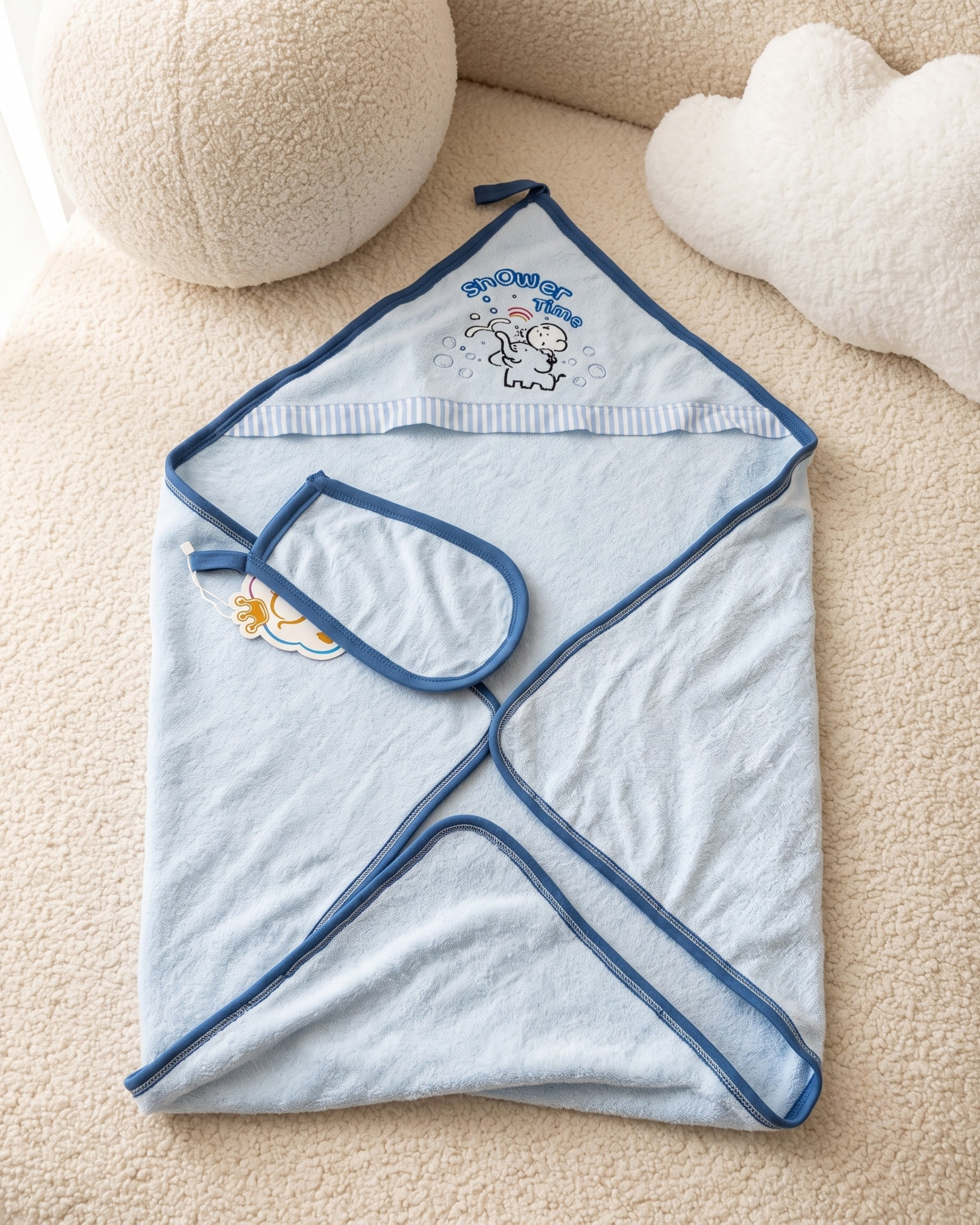 Cape de Bain Bébé avec Gant – Ultra Douce et Absorbante