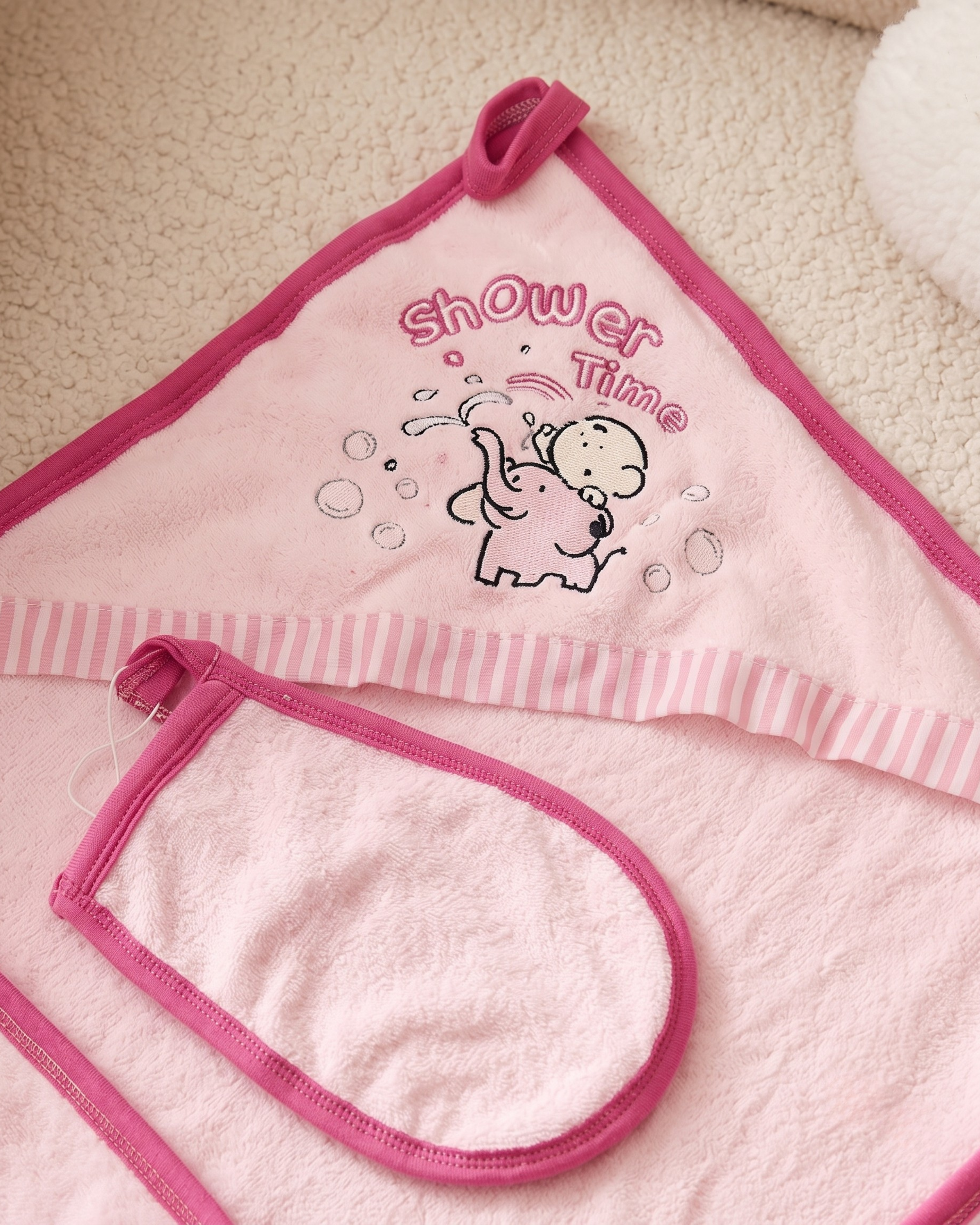 Cape de Bain Bébé avec Gant – Ultra Douce et Absorbante