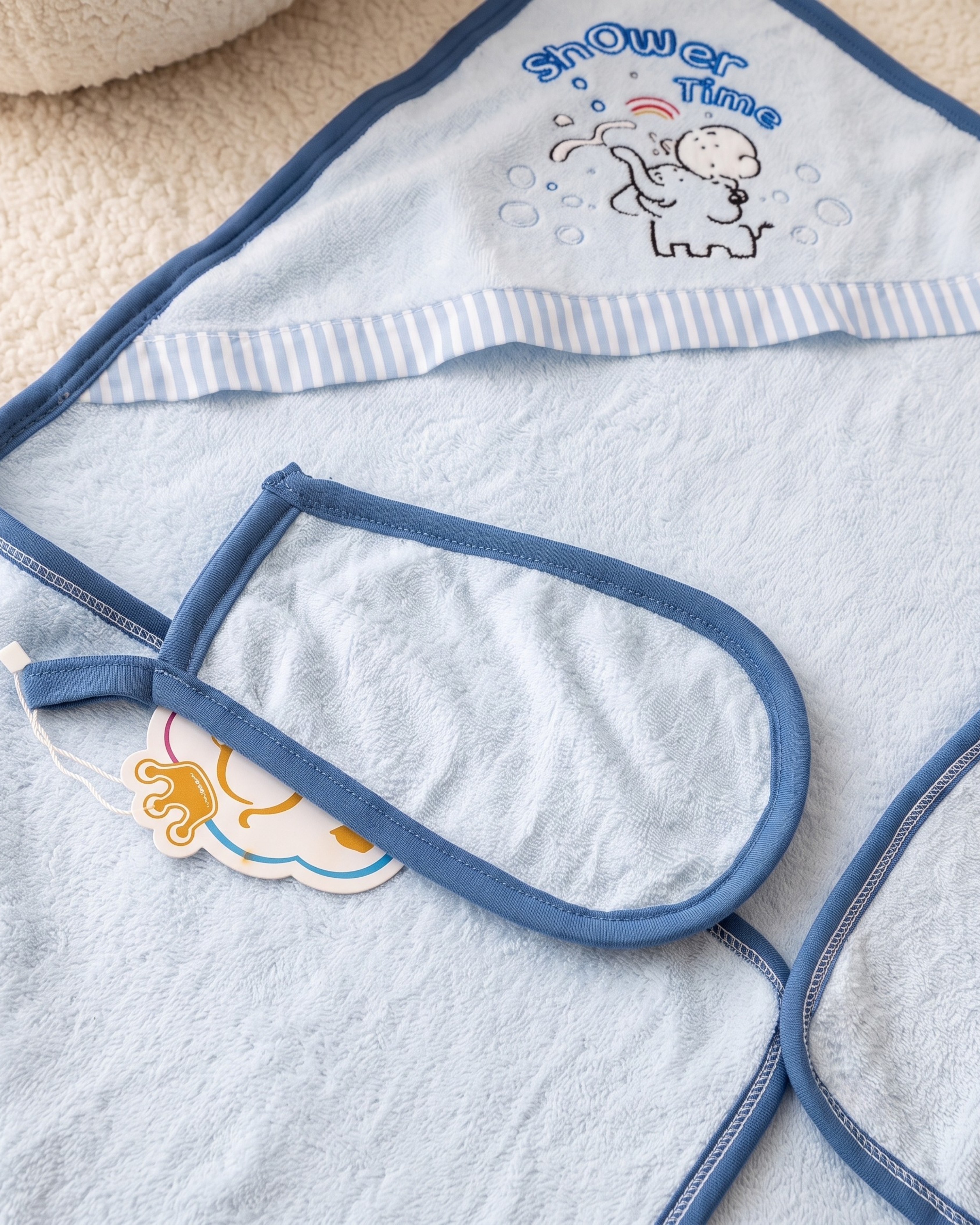 Cape de Bain Bébé avec Gant – Ultra Douce et Absorbante