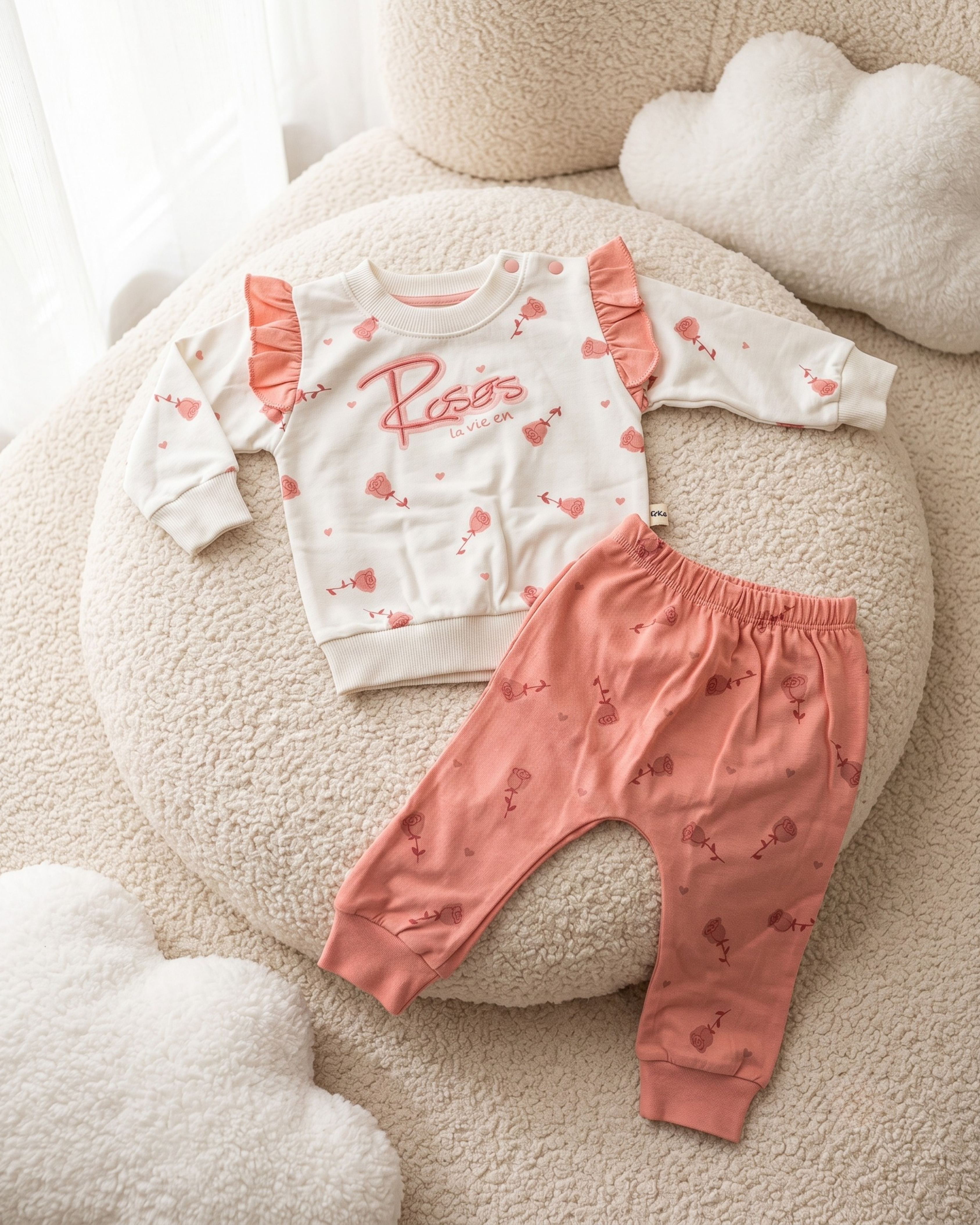 Ensemble 2 Pièces Bébé Fille – Sweat Pantalon 6-8 Mois