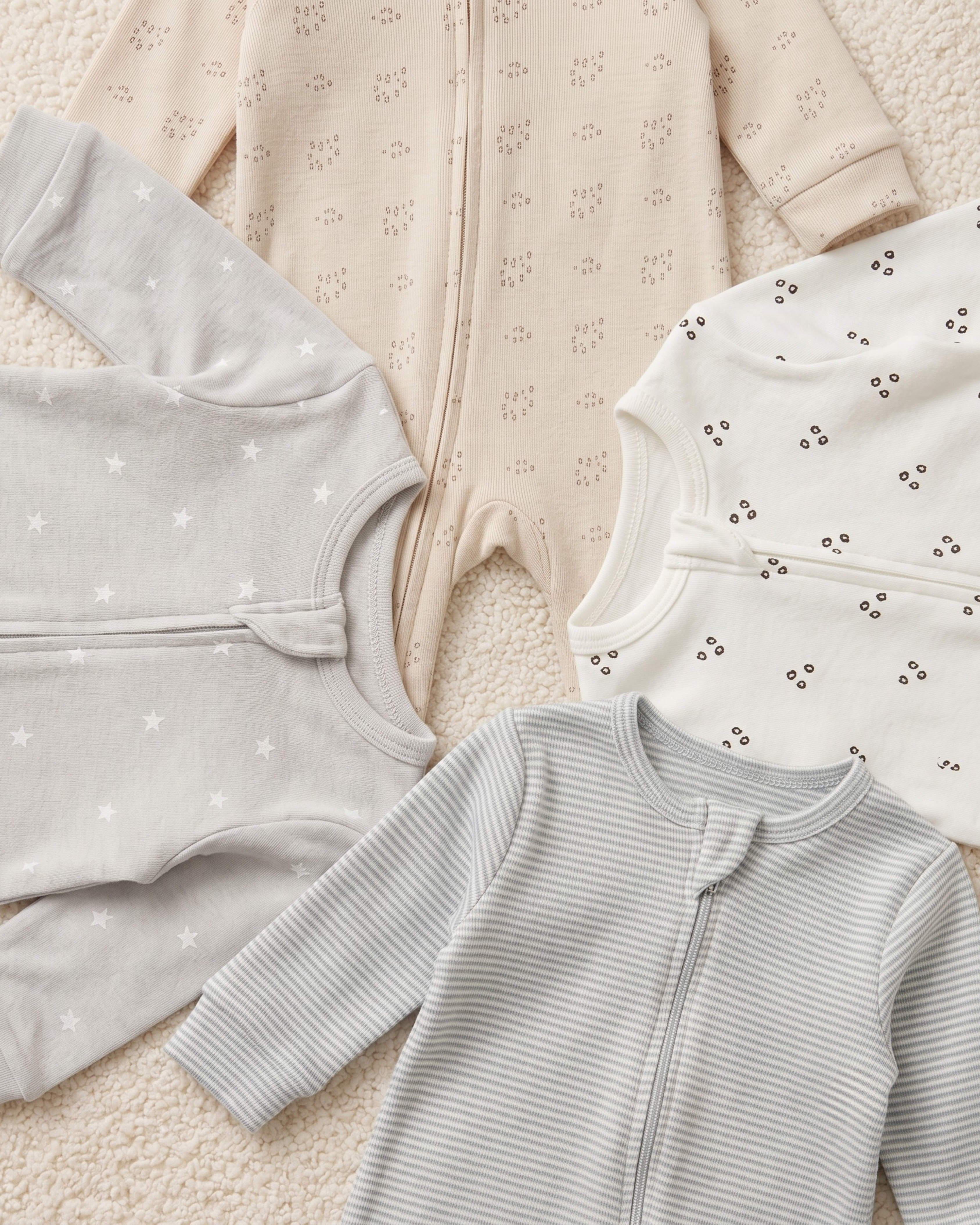 Pack 4 Grenouillères Bébé Garçon – 100% Coton – 0 à 3 Mois