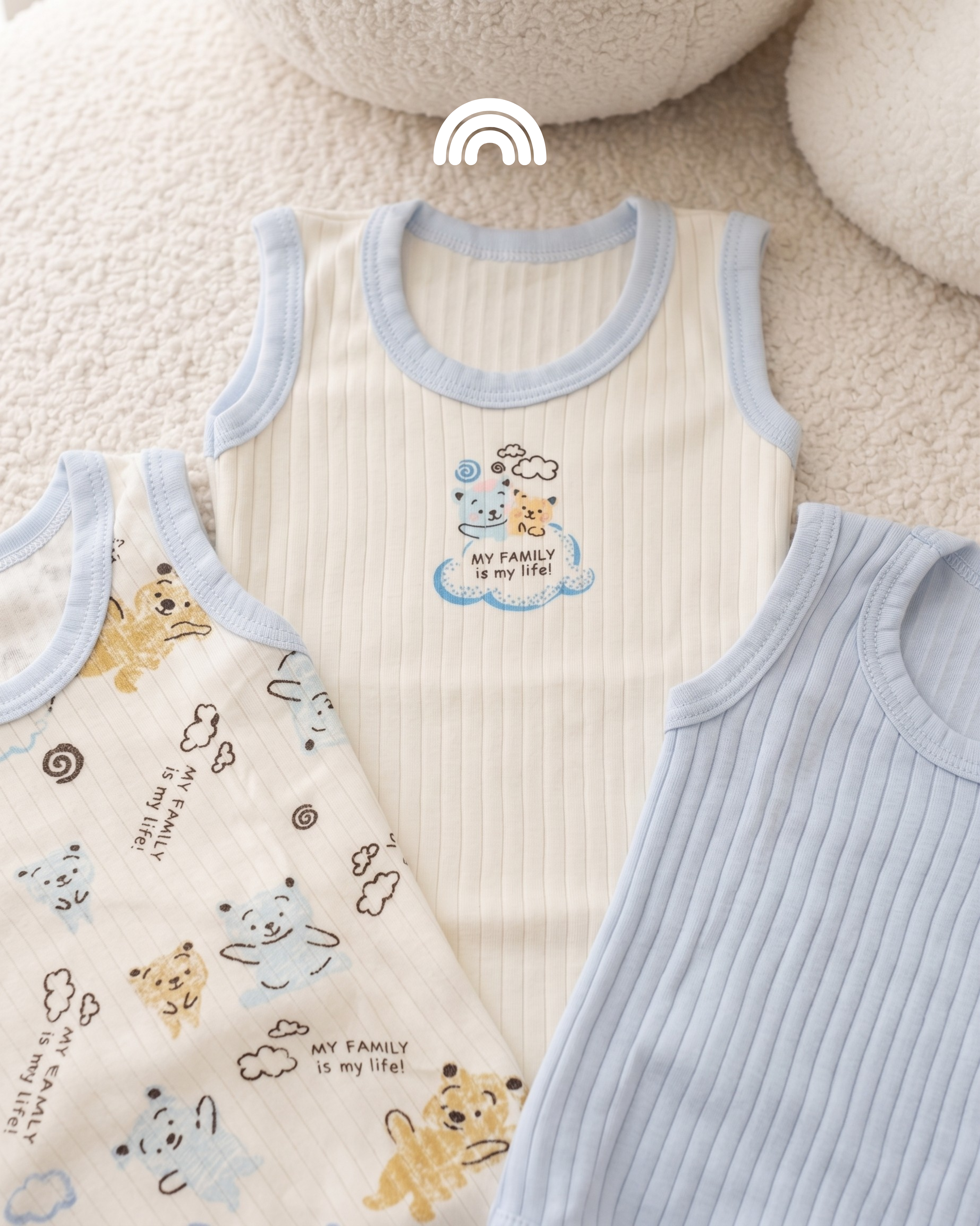 Pack de 3 Bodies Bébé Gilet en Coton Côtelé – Bleu
