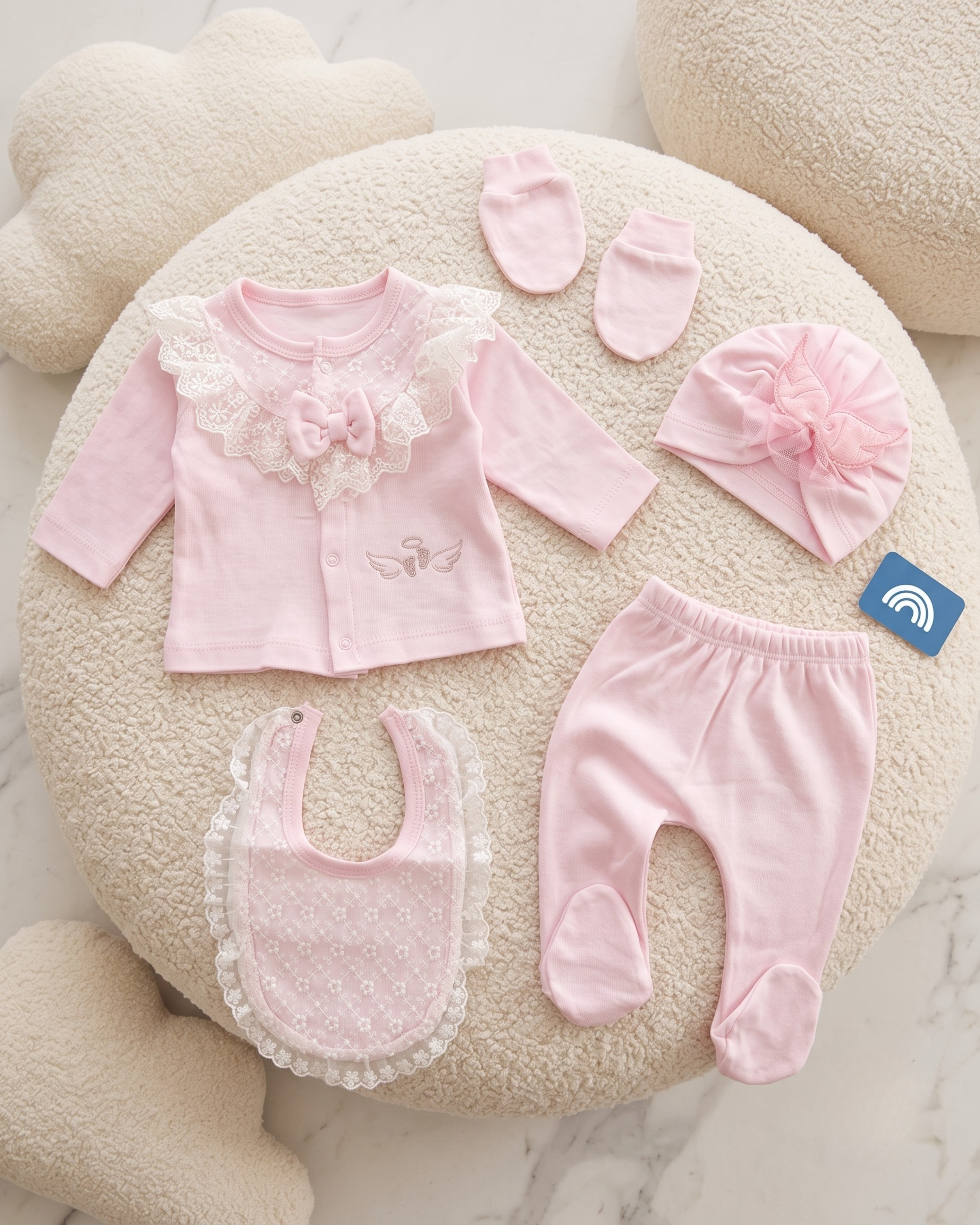 Ensemble Naissance Bébé Fille 5 Pièces – Sortie Hôpital – 0 à 3 Mois