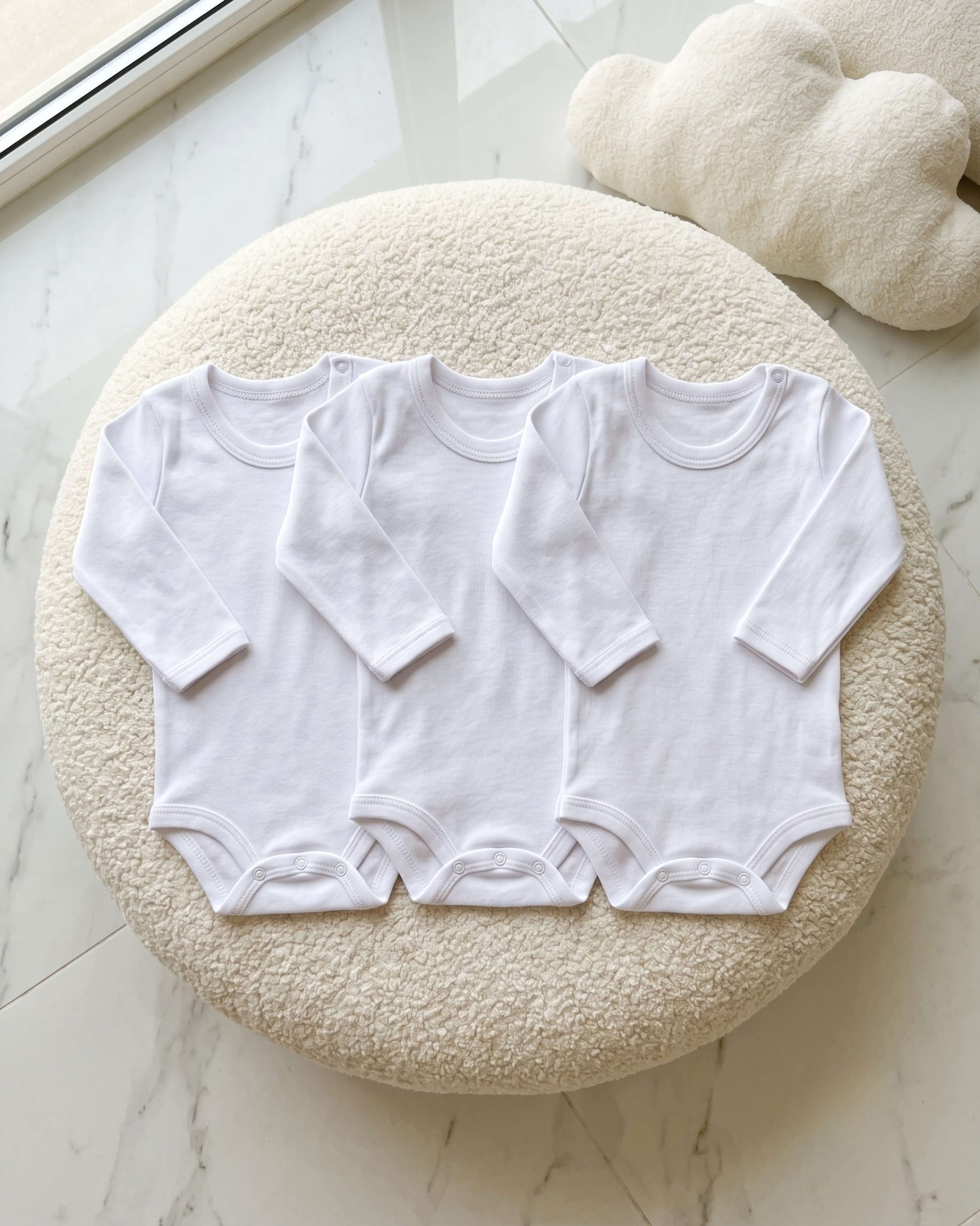 Pack 3 pièces Sous-Vêtements Manches Longues  0 – 3 – 6 – 12 – 24 Mois