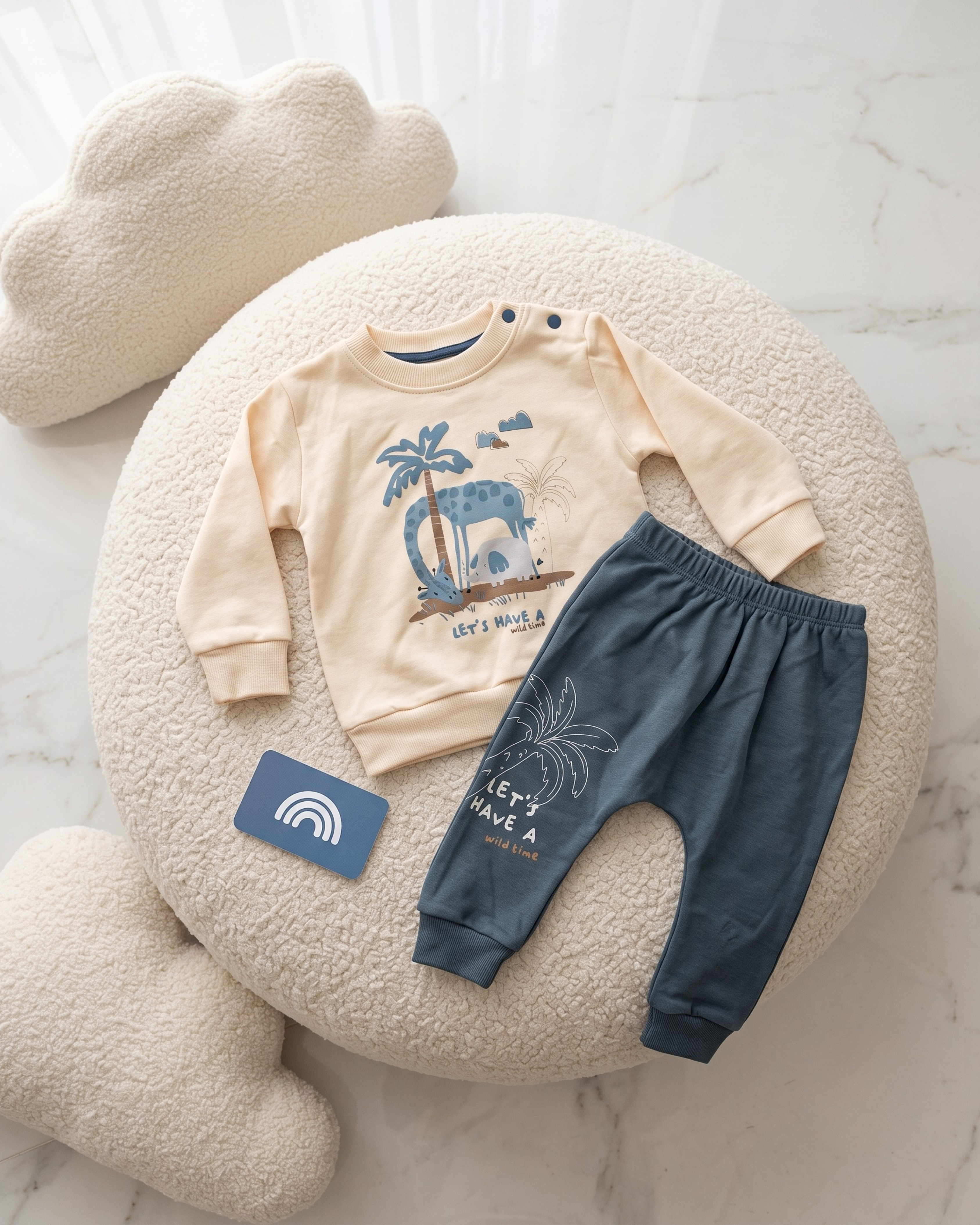 Ensembles Bébé 2 Pièces – Sweat & Pantalon – 100% Coton – 6 à 18 Mois