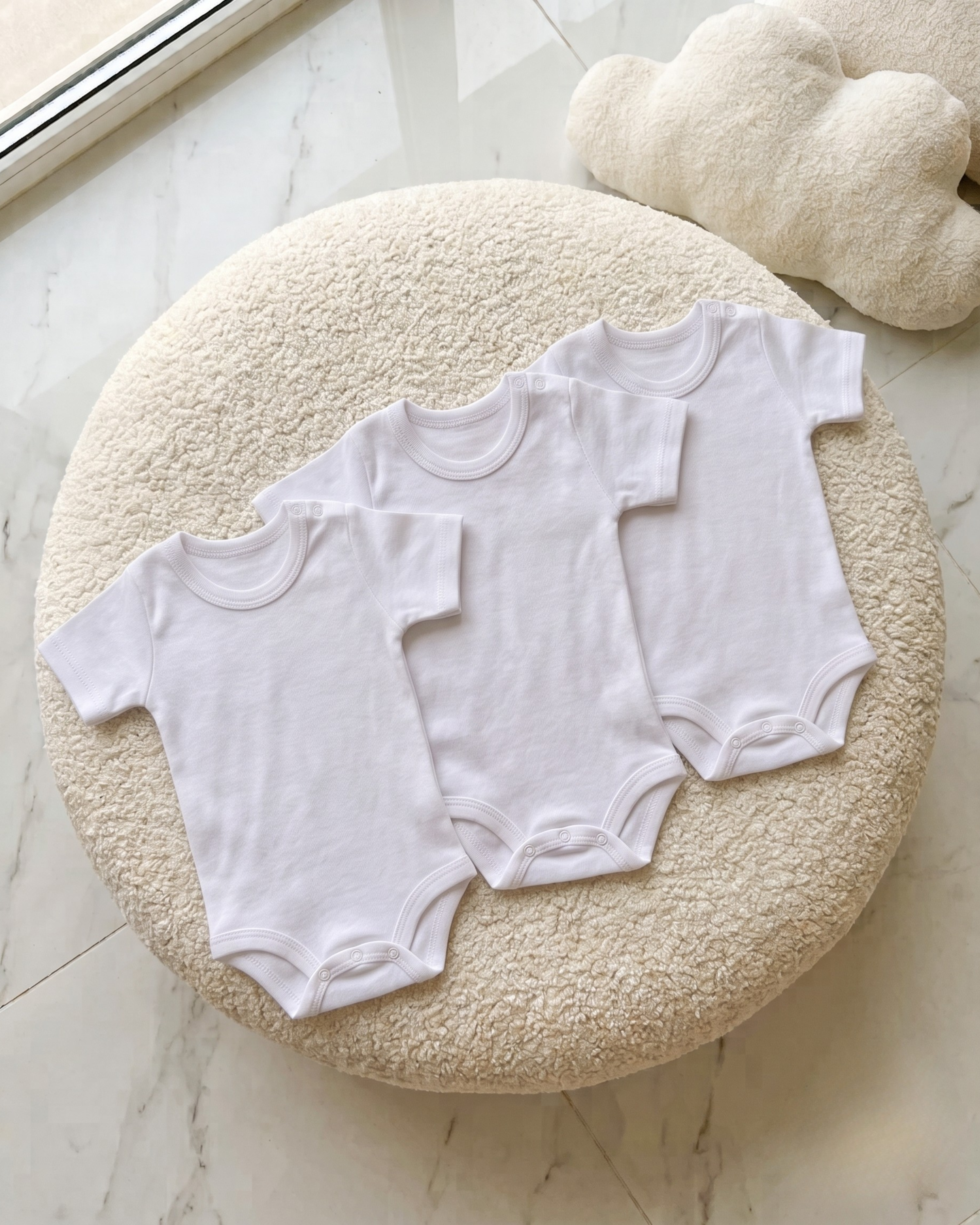Pack 3 pièces Sous-Vêtements Demi Manches 0 – 3 – 6 - 12 - 24 Mois