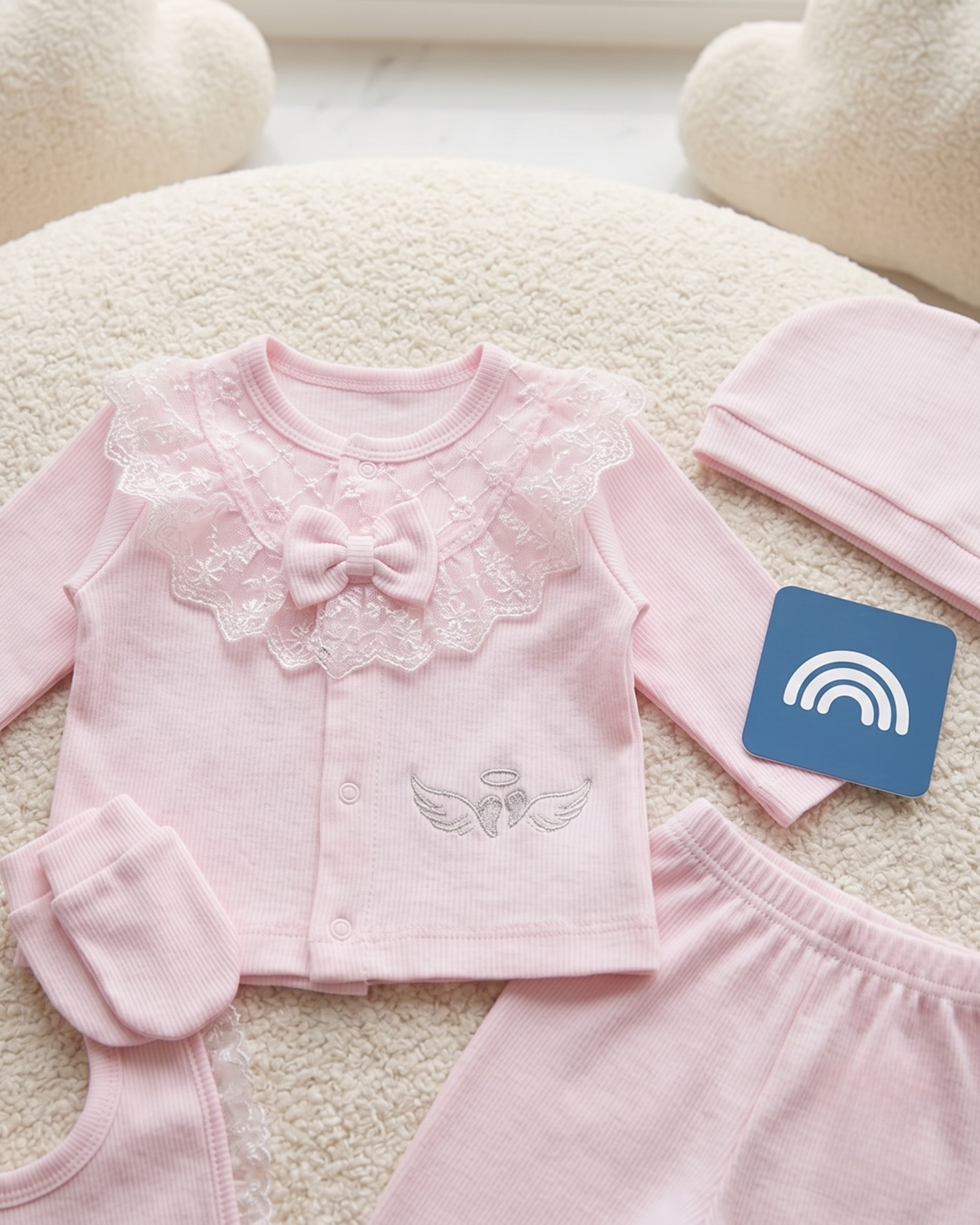 Ensemble Naissance Bébé Fille 5 Pièces – Sortie Hôpital – 0 à 3 Mois