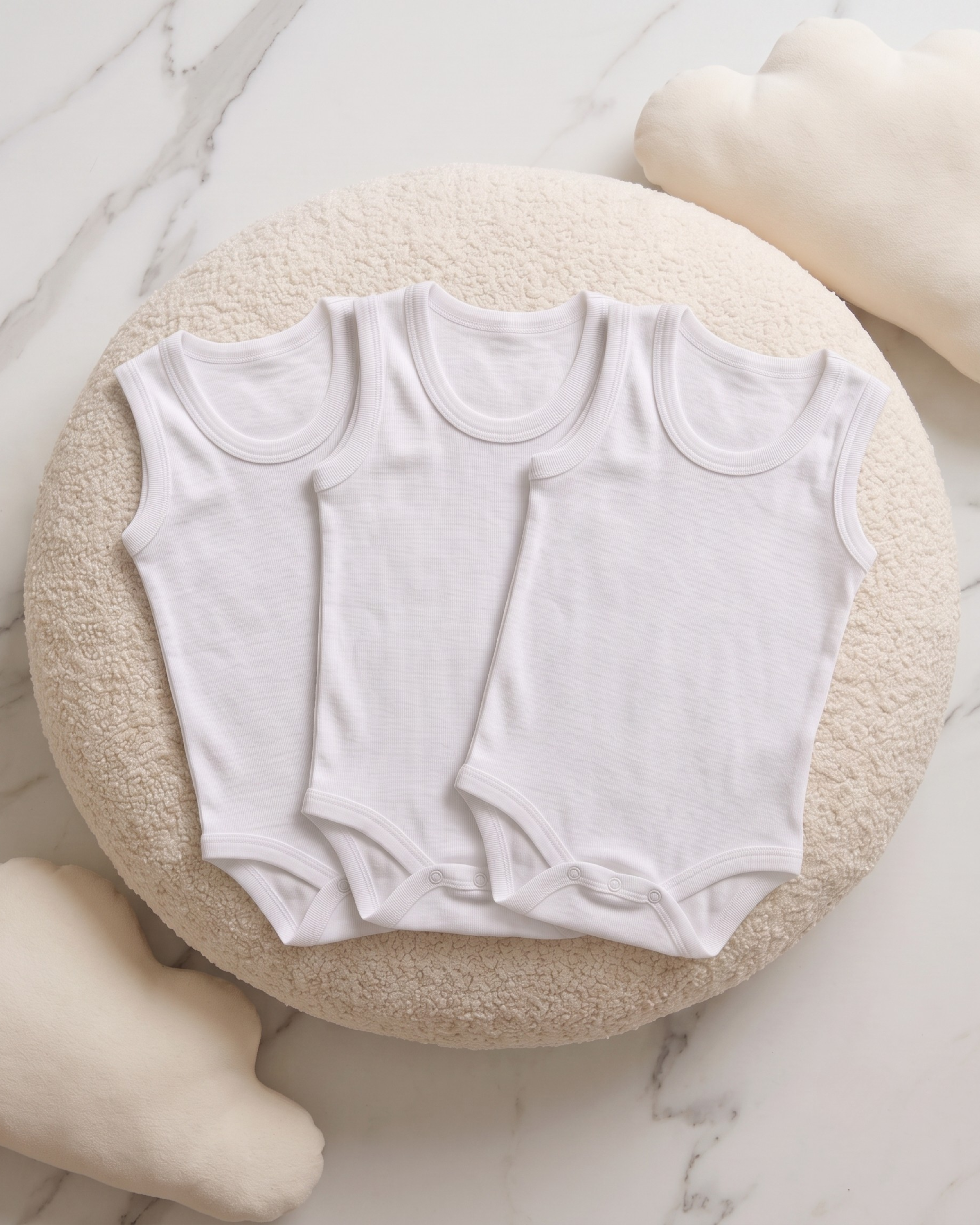 Pack 3 pièces Sous-Vêtements Gilet Blanc 0 – 3 – 6 – 12 – 24 Mois