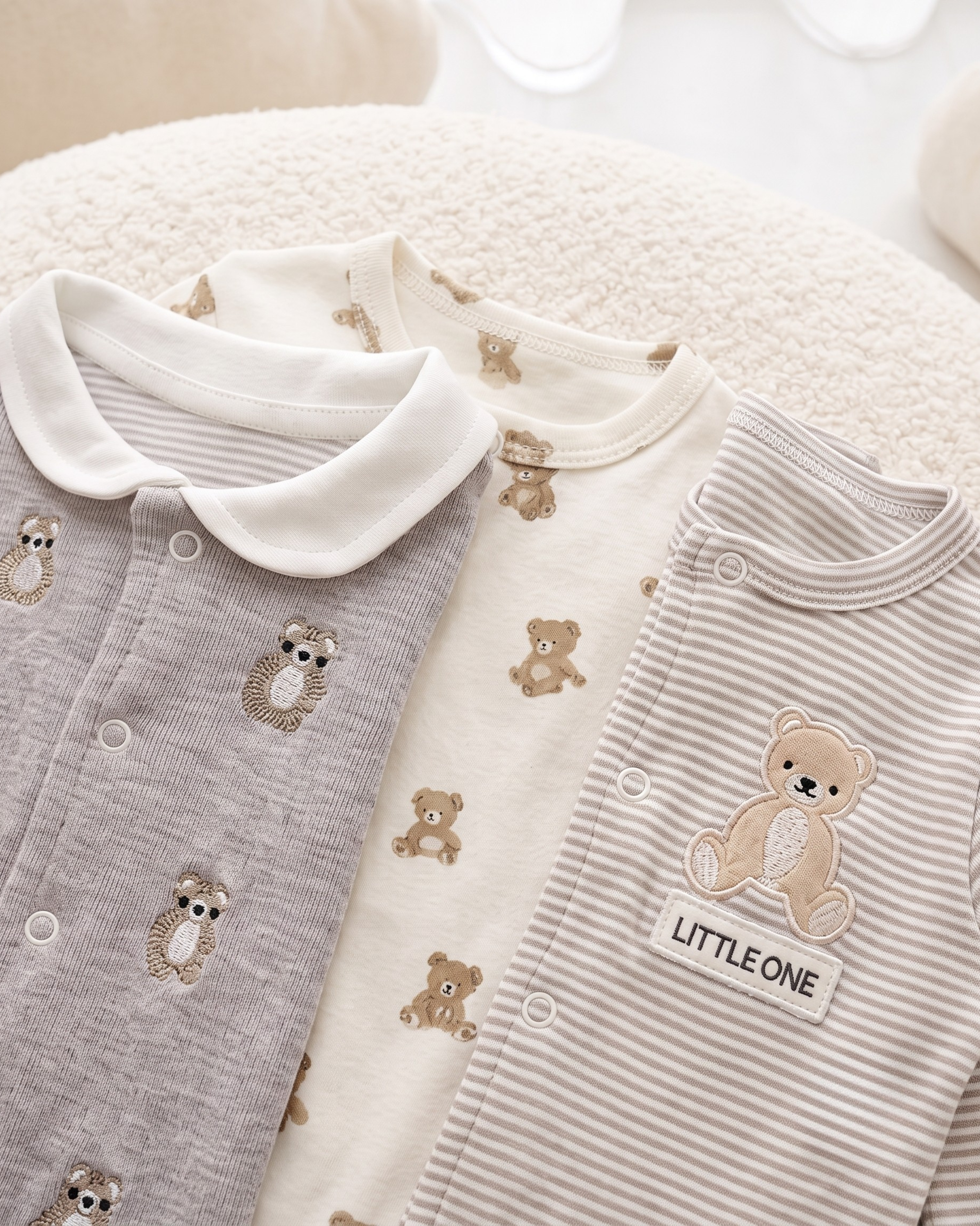 Pack Trio de Grenouillères Bébé 100% Coton – Motifs Adorables