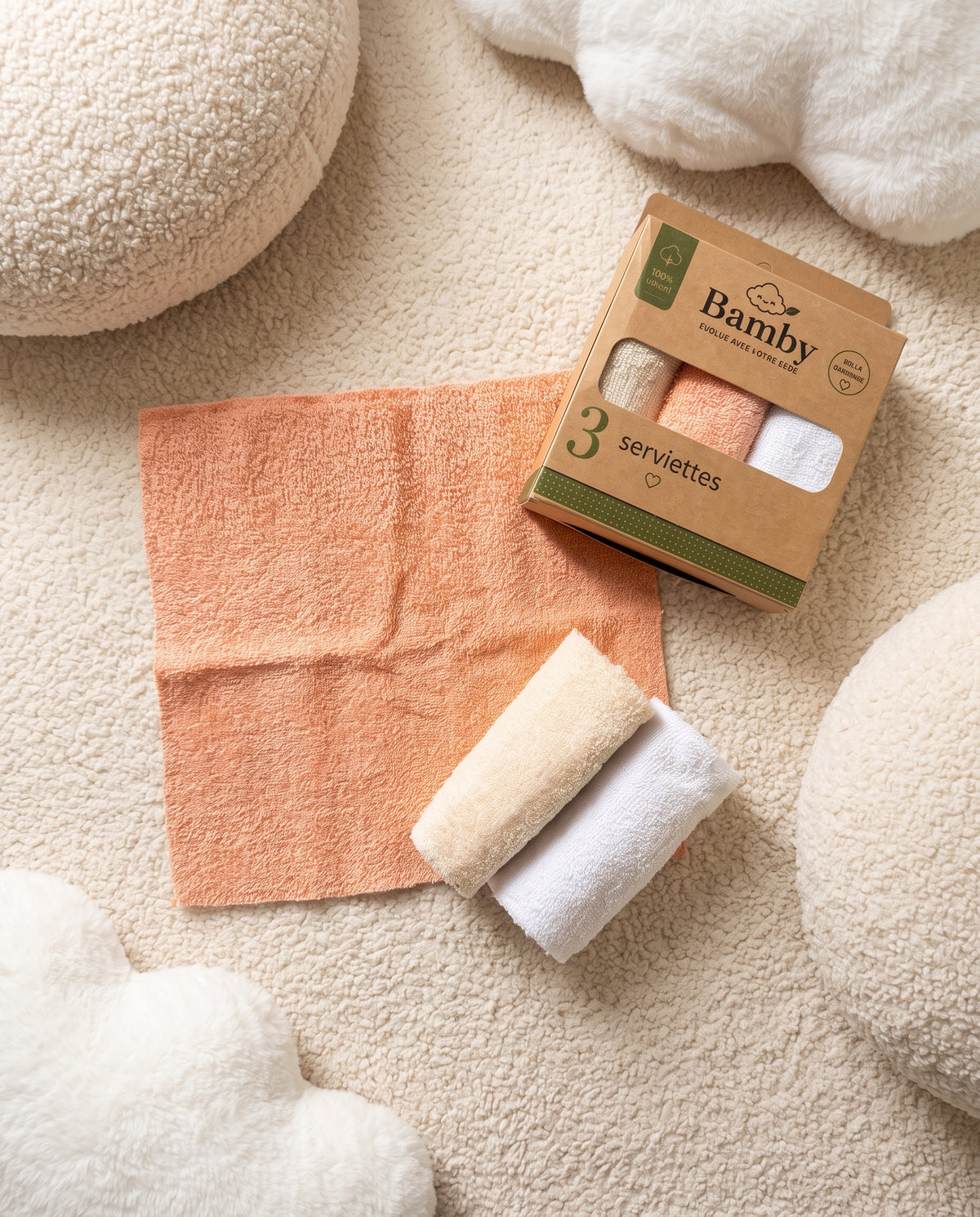 Pack 3 Lingettes de Bain Bébé Ultra Douces