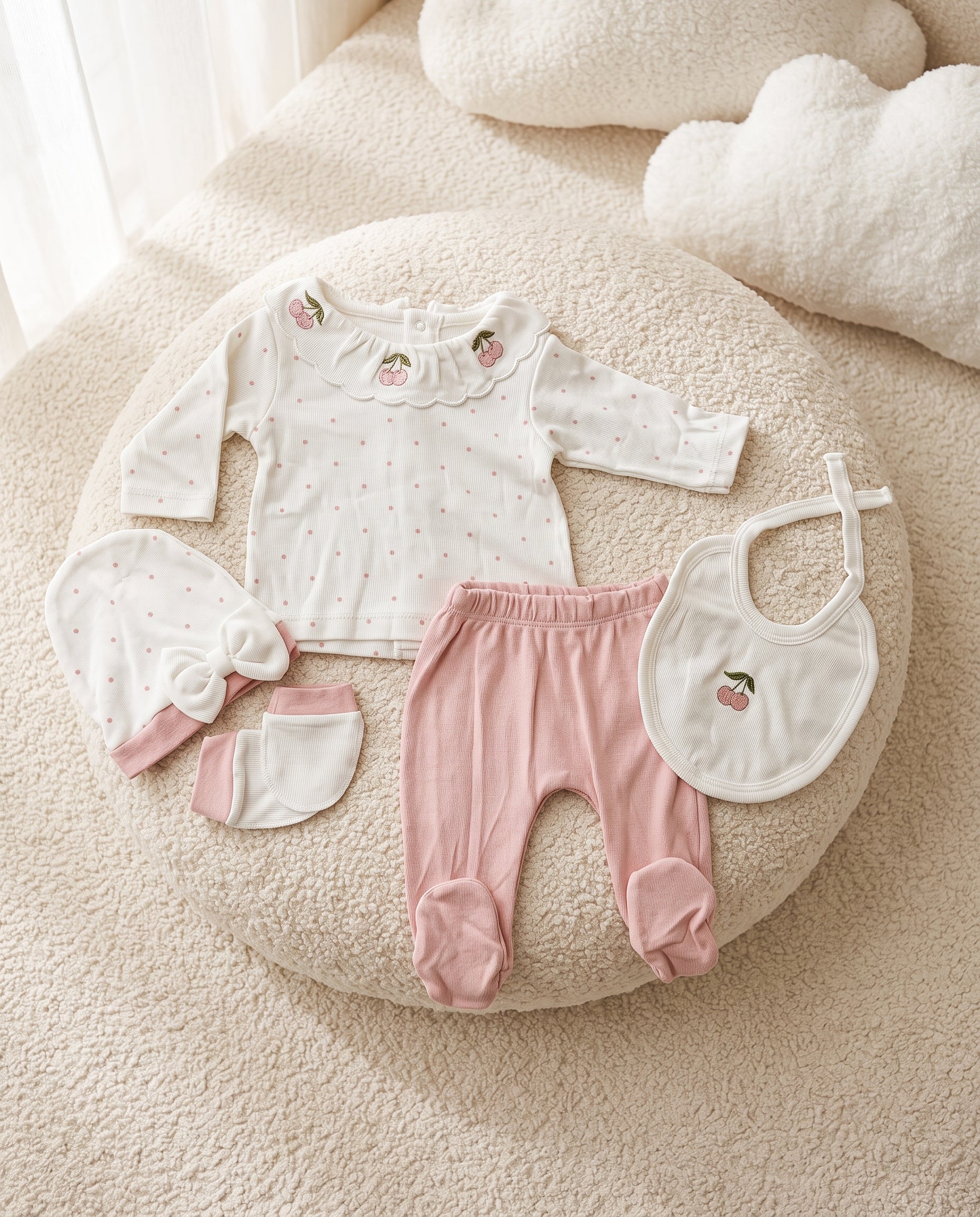Ensemble Naissance Bébé Fille 5 Pièces – Sortie Hôpital – 0 à 3 Mois