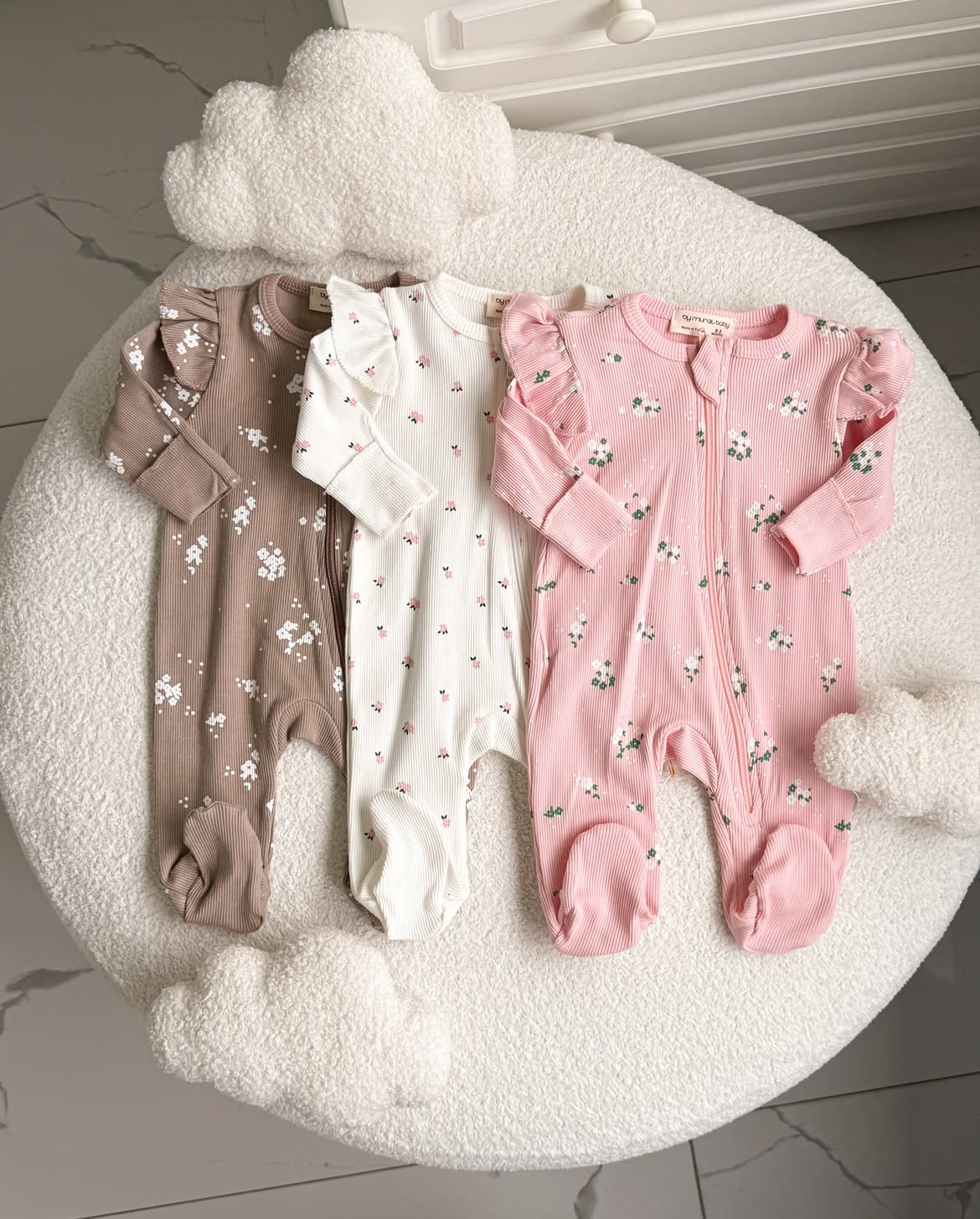Pack Trio de 3 Grenouillères Bébé Fille 100% Coton