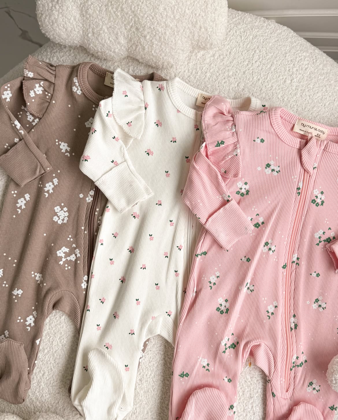 Pack Trio de 3 Grenouillères Bébé Fille 100% Coton