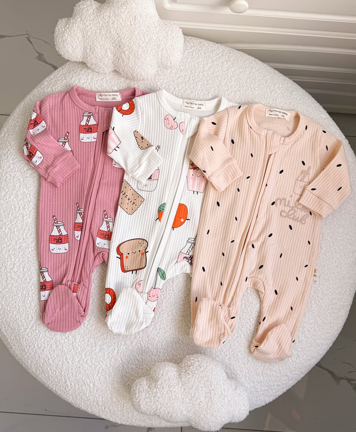 Pack Trio de 3 Grenouillères Bébé Fille 100% Coton