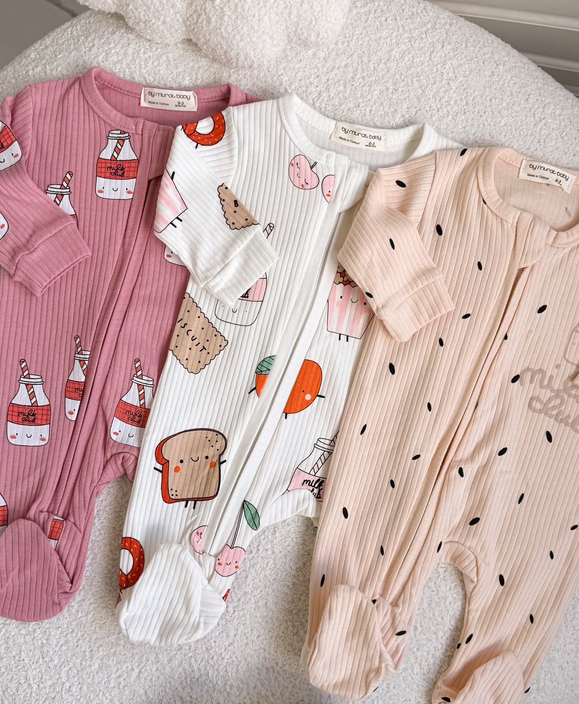 Pack Trio de 3 Grenouillères Bébé Fille 100% Coton